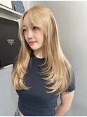 くびれヘア/アプリコットオレンジ/夏のヘアアレンジ/梅田