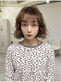 〒ミディアムパーマデジタルパーマボブパーマチェリーブラウン