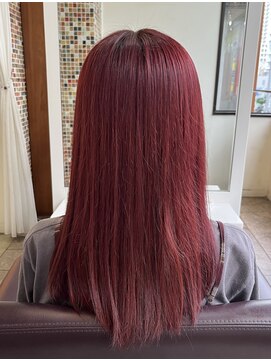 オーガスト ヘア ネイル(AUGUST hair nail) ブリーチ1回~チェリーレッド