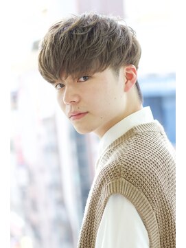 にもう 韓国マッシュツーブロックニュアンスパーマセンターパートS