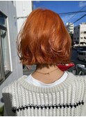 オレンジカラー×ボブ