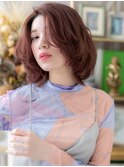 かきあげバングミルクティーピンクこなれボブc6川口20代30代40代