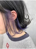 大人可愛いストレートくびれボブインナーカラー肩ライン外ハネ