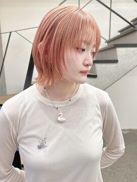 ミリ(mm) レイヤーボブ ケアブリーチ コーラルピンク 韓国 髪質改善 仙台