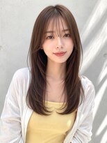 ノア 三宮店(NOA)&nbsp;【NOA】韓国風ロングレイヤーシースルーバング透明感ベージュ