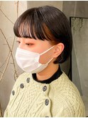 ミニボブインナーカラーオレンジカラーオレンジブラウンデザイン