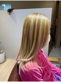 大人かわいい小顔ハイライトプラチナブロンドxイエローベージュ