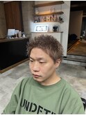 刈り上げない短髪ツーブロック無しハイトーンカラー