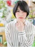 暗髪アッシュブラック前下がりボブショートh3大宮20代30代40代