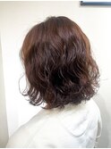 肩にあたる長さ  ×  パーマ