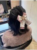 ダークブラウン×おでかけヘアセット