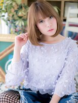 カバーヘア ブリス 川口(COVER HAIR bliss)&nbsp;前下がりハイトーンカラー切りっぱなしボブh3川口10代20代30代