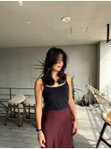 大人外国人風セミロングレイヤー：Maho Toda