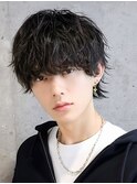 緩め波巻きパーマ ソフトツイストスパイラル マッシュ ウルフ