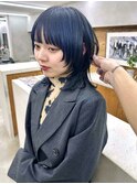 ミディアムウルフ  フェイスレイヤー　ネイビーカラー