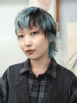 マーシー(MAAAAAC) マレットミントブラックミックス/ウルフカット