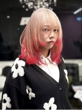 ディーカヘアーセンダイ(Di KA HAIR sendai) ホワイトブロンド×ピンクレッドルーツカラー