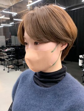 アリュウル 表参道(ALLURE) 韓国ショート　くびれヘア　ミルクティーベージュ　ショートヘア