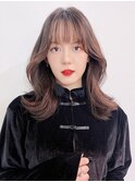 ワンホンヘアミディアムロング_大人ガーリーチョコレート_49127