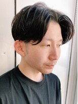 センターパートニュアンスパーマワンカールパーマ韓国コンマヘア