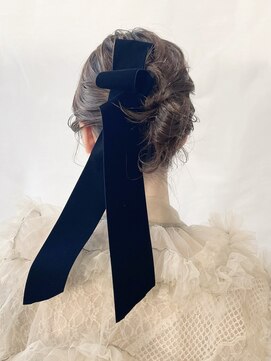 大人かわいいいお呼ばれヘア/ベロアリボンアレンジ【銀座】