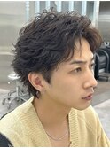 調布センターパートフェザーパーマツイスパメンズパーマウルフ