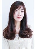 大人女子×暗髪ワンレン毛先カール