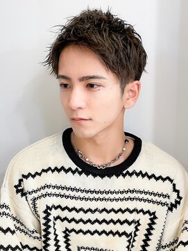 フラッグヘアー 博多駅前店(Flag HAIR) メンズショートツーブロアップバング