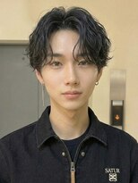 ノラキチジョウジ(NORA KICHIJOJI)&nbsp;黒髪ツーブロックセンターパート韓国マッシュニュアンスパーマ