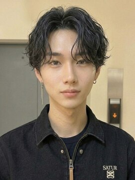 ノラキチジョウジ(NORA KICHIJOJI) 黒髪ツーブロックセンターパート韓国マッシュニュアンスパーマ