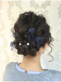 【crop es辻堂　藤田】ネイビーリボンのヘアアレンジ