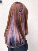 人気インナー/イヤリングカラー/艶髪ロング/透け感/ラベンダー
