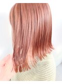 ダブルカラーピンクベージュピンクカラーケアブリーチミニボブ