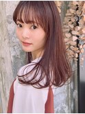 ピンクベージュ/内巻きワンカール/ベージュピンク