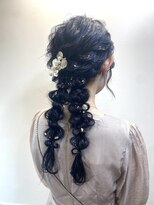 お呼ばれヘア　編みおろし　ツイン　結婚式