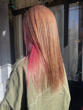 ナンバー ジルバ 立川(N° jillva) 丸型卵形インナーカラーエアリーロング美髪ピンクブラウン立川