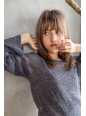 大人かわいい前髪セシルカットココアブラウンフリンジウェーブ