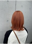 #ブリーチカラー×オレンジカラー×切りっぱなしミディ