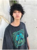 マッシュウルフ/無造作パーマ/黒髪
