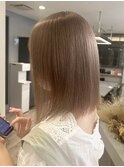 ハイトーンボブミルクティーベージュピンクベージュダブルカラー