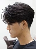 メンズセンターパートウルフセンターパートニュアンスパーマ襟足