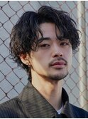 波巻きパーマツイストスパイラルパーマセンターパートウルフ