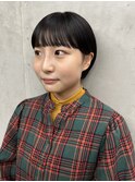 ワイドバングショート　黒髪　小顔