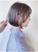 【morio 原宿】柔らかいミニボブ　グレージュ　耳かけ　前髪あり