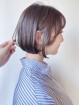 モリオフロムロンドン 原宿本店(morio from London)&nbsp;【morio 原宿】柔らかいミニボブ　グレージュ　耳かけ　前髪あり