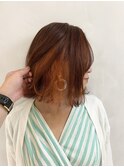 小森谷,切りっぱなしボブ,オレンジカラー,インナーカラーg79