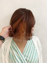 小森谷,切りっぱなしボブ,オレンジカラー,インナーカラーg79