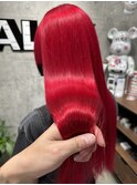 ビビットレッドダブルカラーハイトーンケアブリーチケアカラー