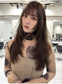 韓国ヘアーハッシュカットレイヤーカットグレージュブリーチ無し