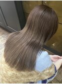 ブリーチなし大人可愛い透明感春カラーグレージュ艶カラー
